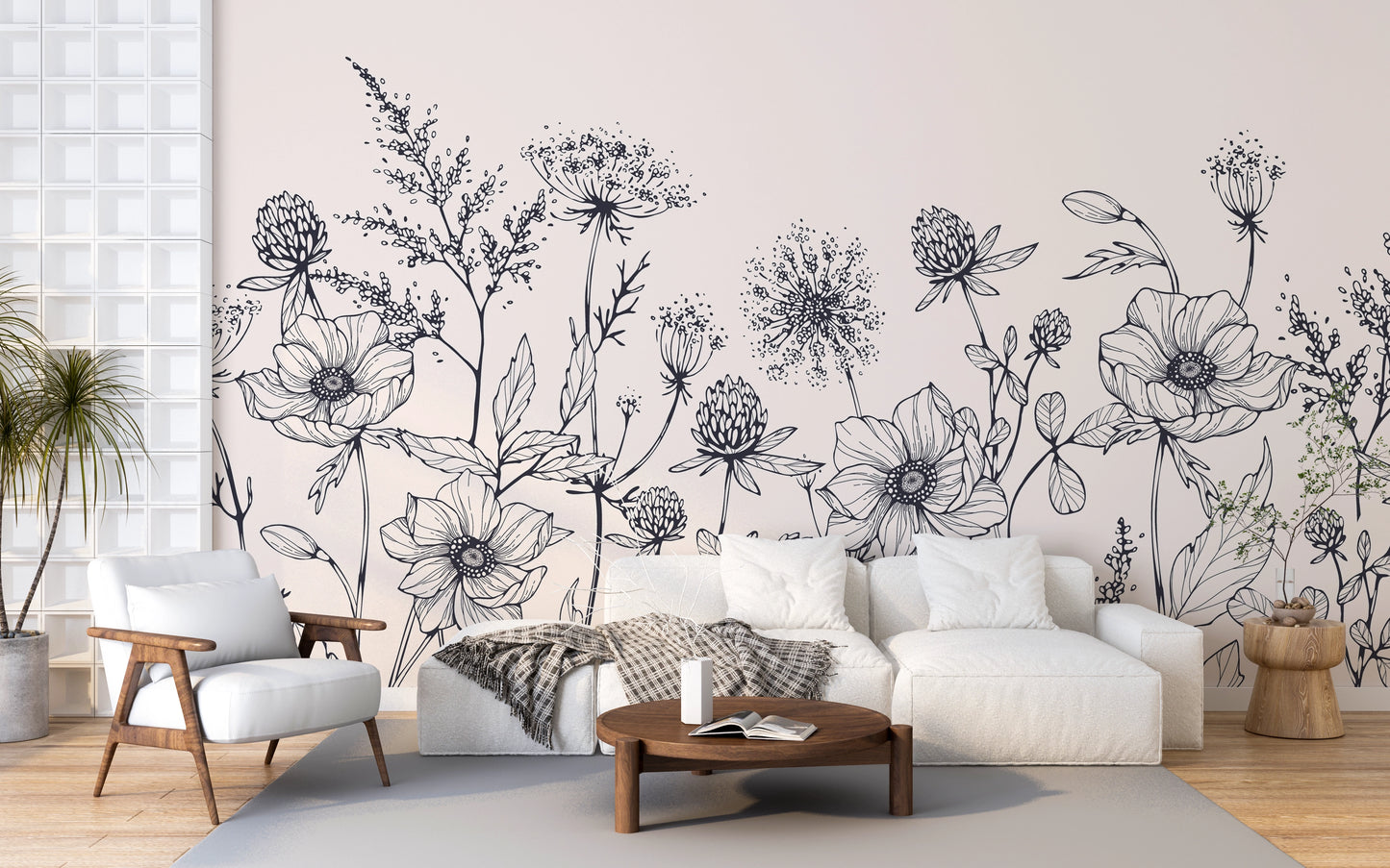 Papier Peint Panoramique Illustration Florale