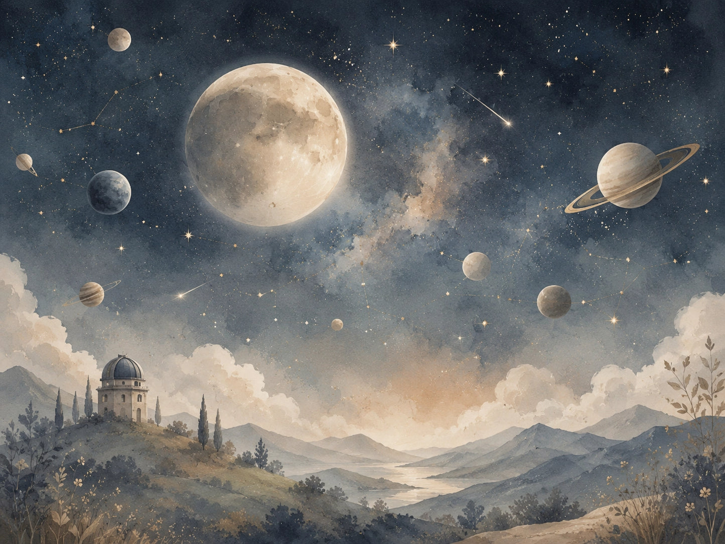 Papier peint panoramique espace – Observatoire Céleste