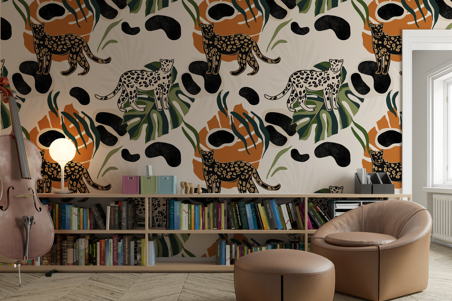 Papier peint panoramique félin exotique