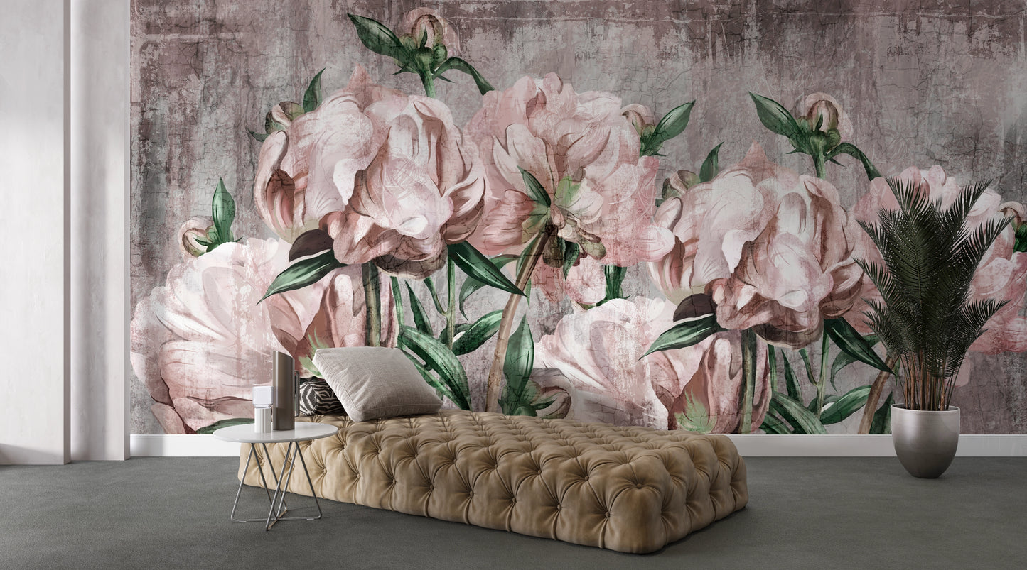 Papier Peint Panoramique Fleurs de Pivoine