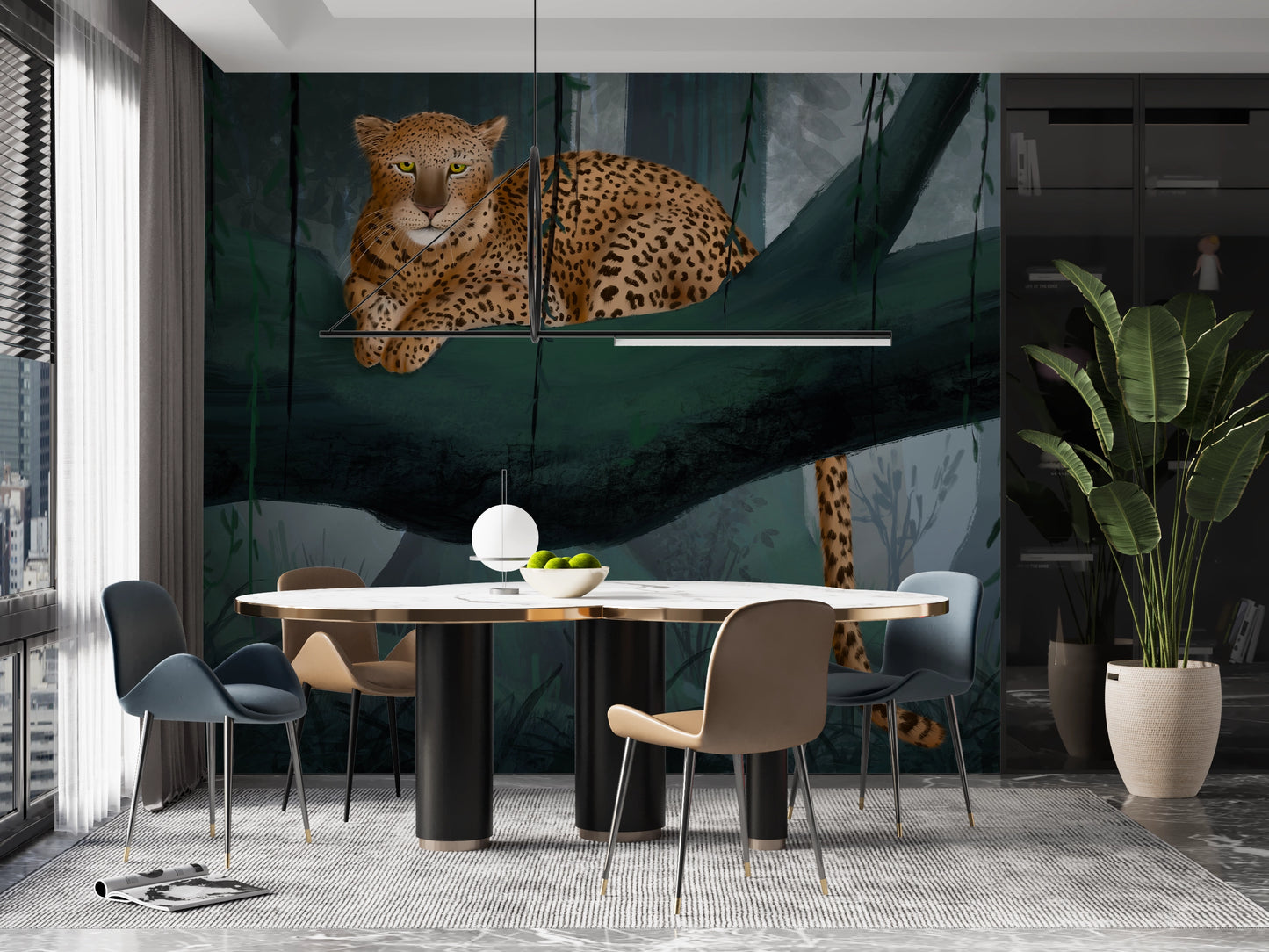 Papier peint panoramique Jaguar dans la Jungle Mystique