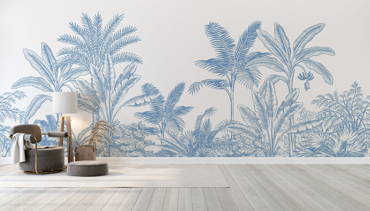 Papier peint panoramique Jungle Tropicale Illustrée