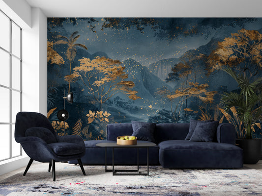 Papier Peint Forêt d’Or et de Nuit