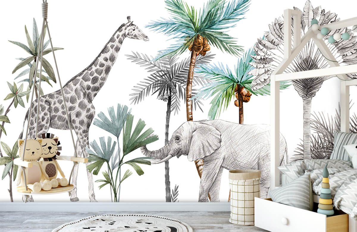 Fresque murale animaux de la jungle