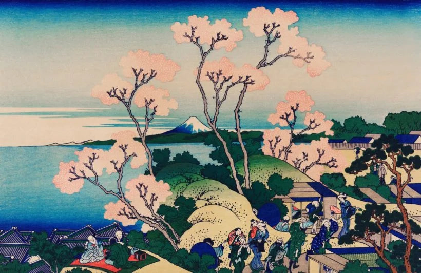 Papier peint panoramique peinture paysage style japonais - Poésie Murale