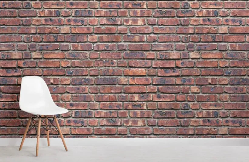 Papier peint panoramique trompe l’œil mur de brique rouge - Poésie Murale