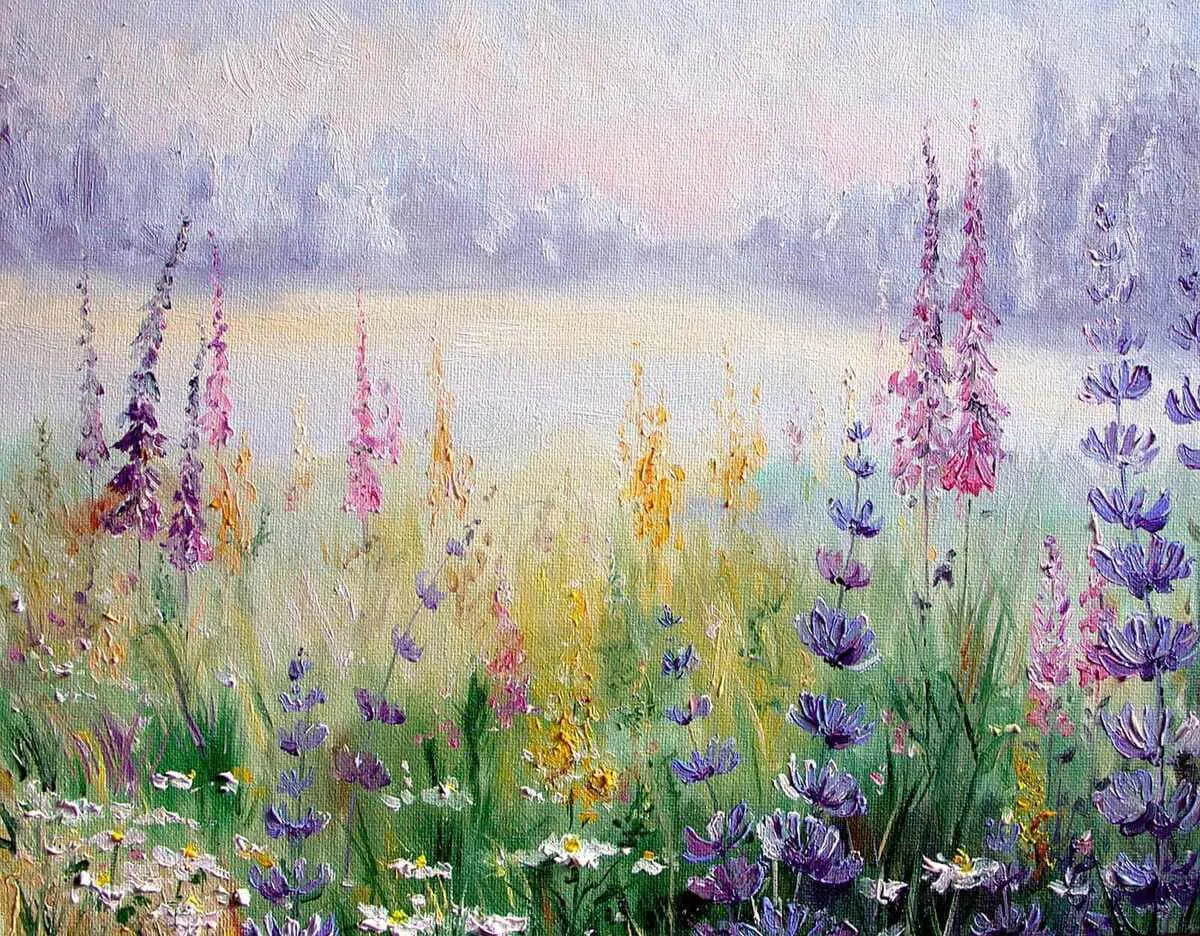 Papier peint panoramique Champ floral