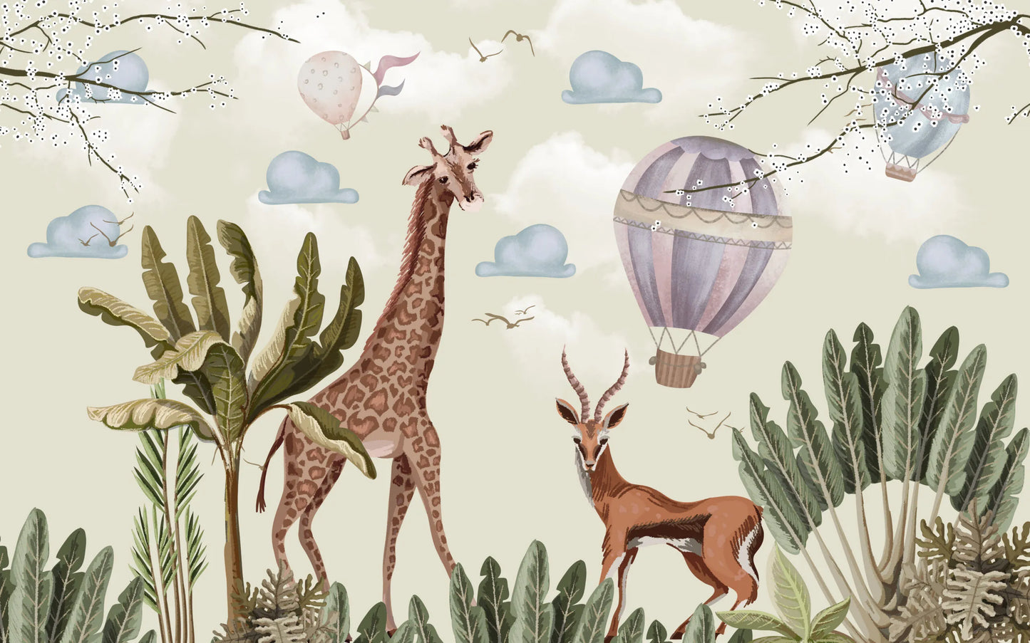 Papier peint Girafe & Impala - Poésie Murale