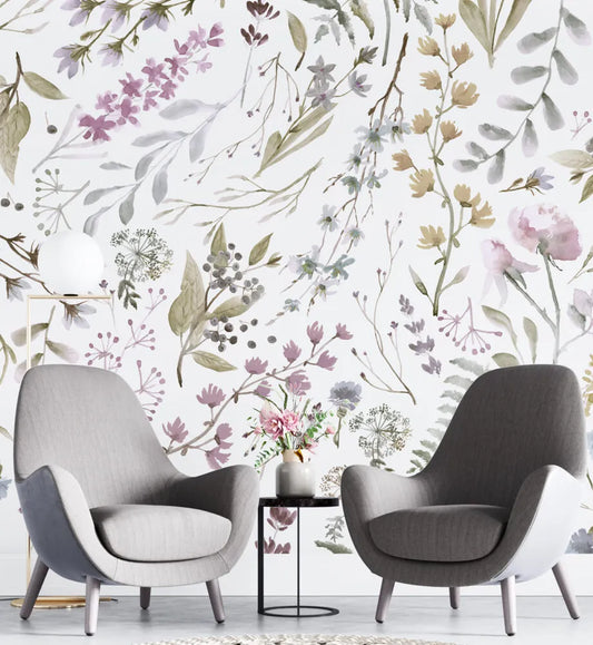 Papier peint panoramique fleuri - Poésie Murale