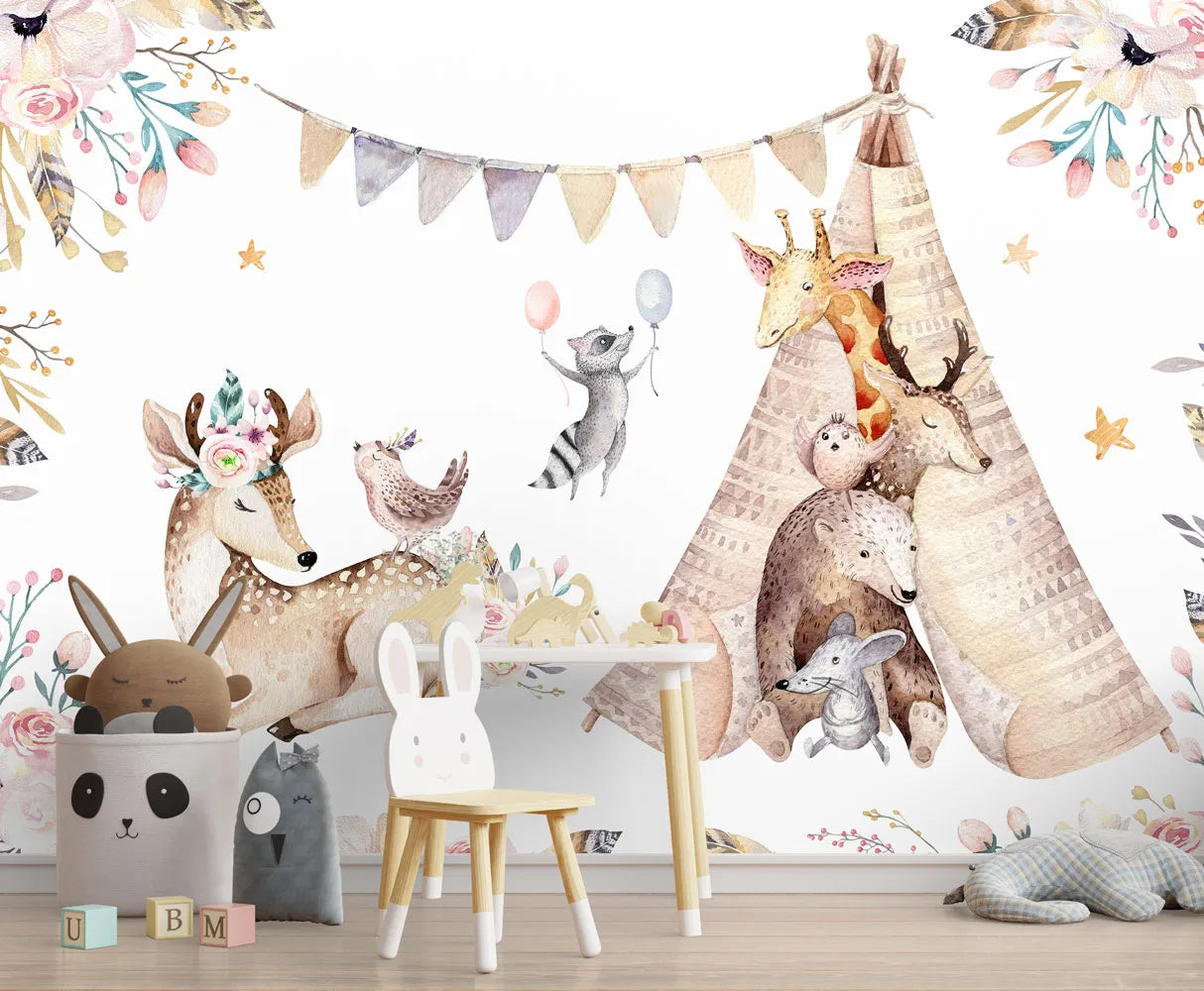 Papier peint Biche, Ours & Cie - Poésie Murale