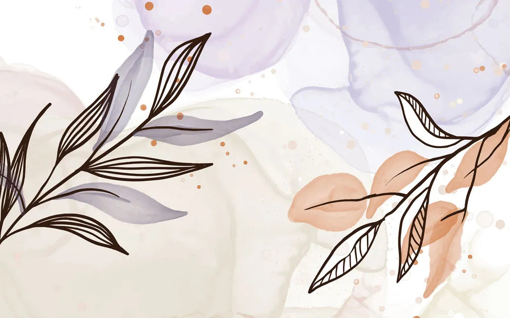 Papier peint panoramique feuille graphique - Poésie Murale