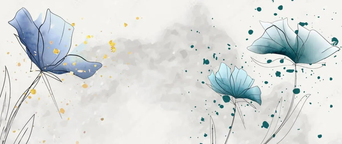 Papier peint fleur bleu