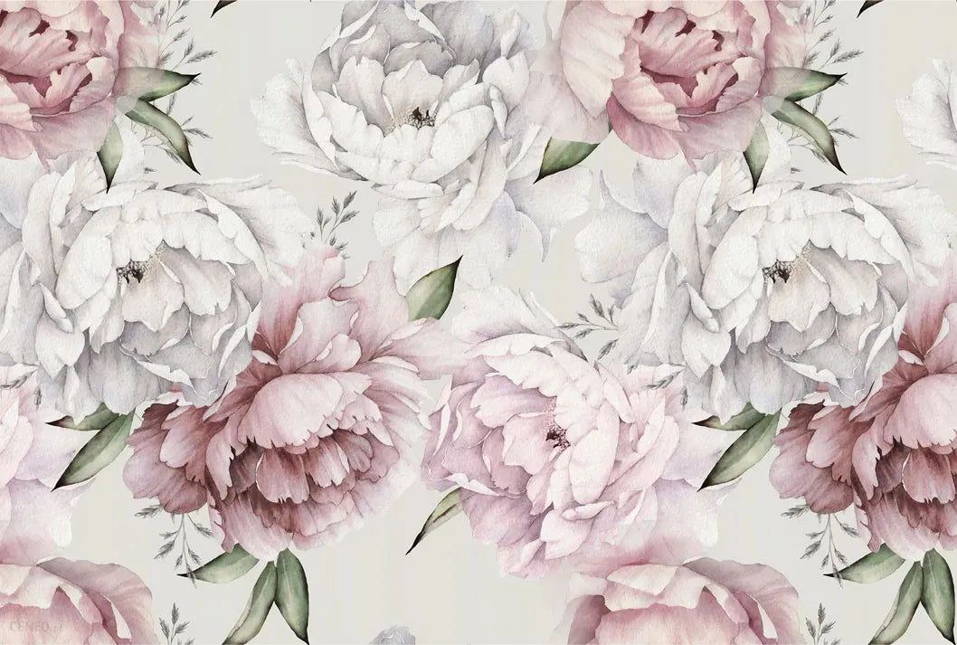 Papier peint panoramique fleurs roses et blanches - Poésie Murale