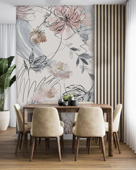 Papier peint dessin floral