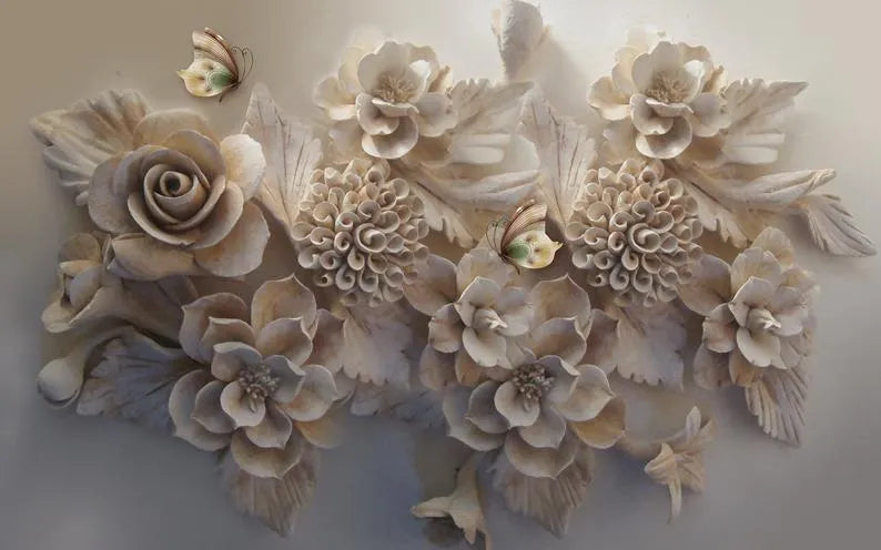 Papier peint panoramique rose 3D - Poésie Murale