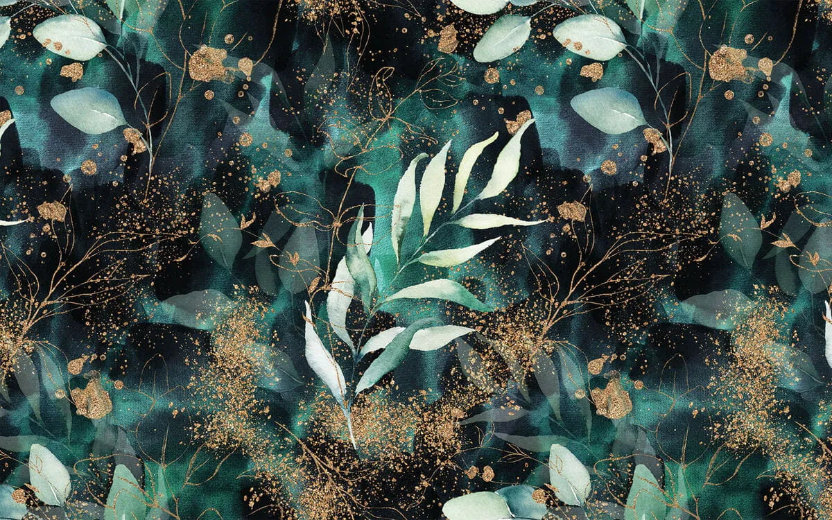 Papier peint végétation bleue