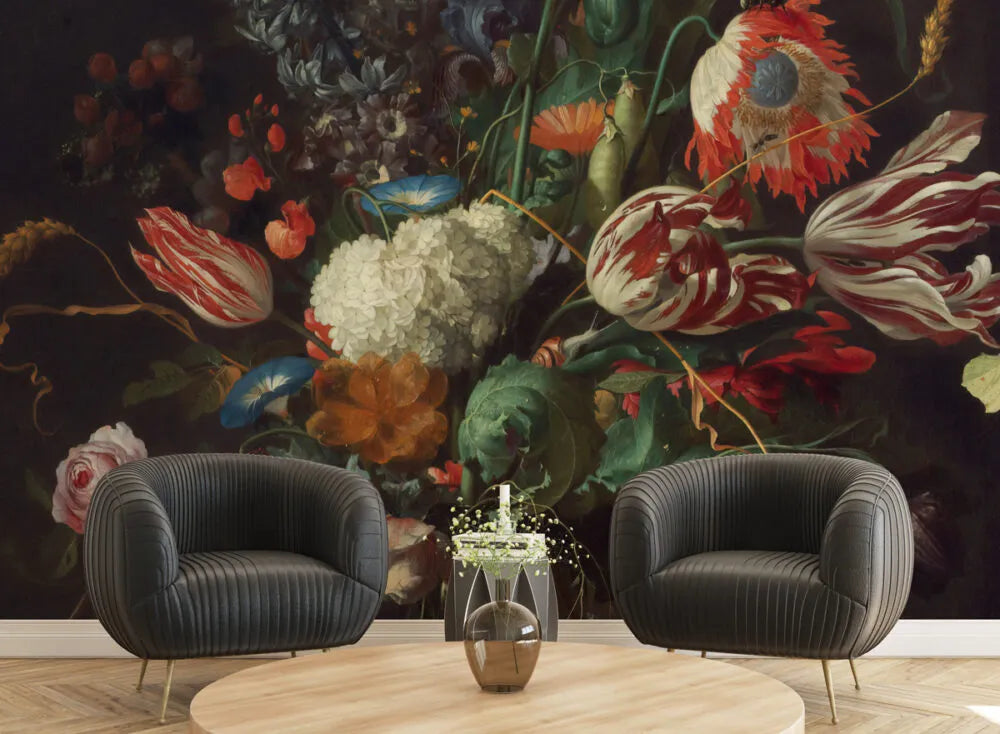 Papier peint panoramique bouquet floral en nature morte - Poésie Murale