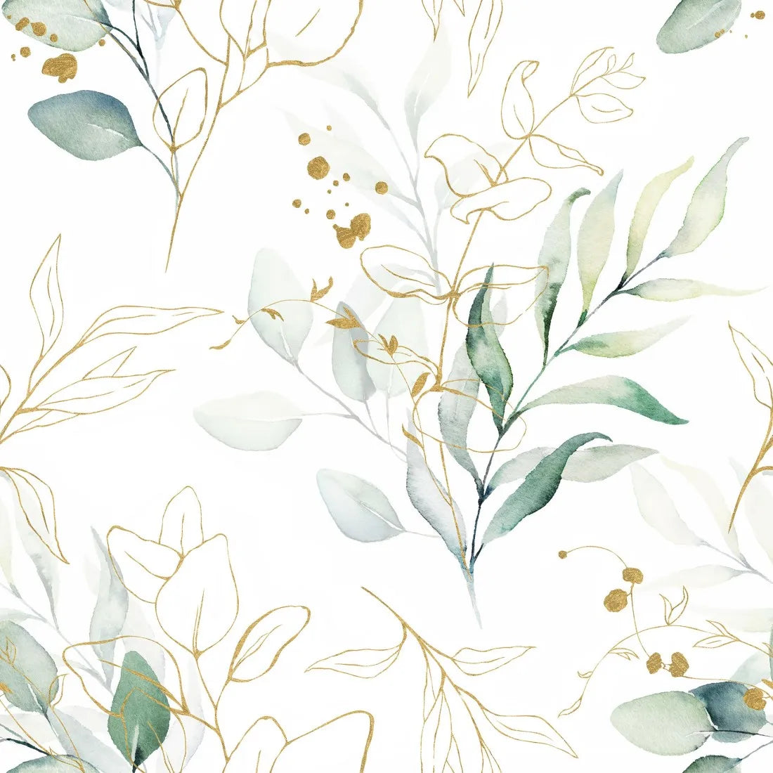 Papier peint illustration feuille d'eucalyptus - Poésie Murale