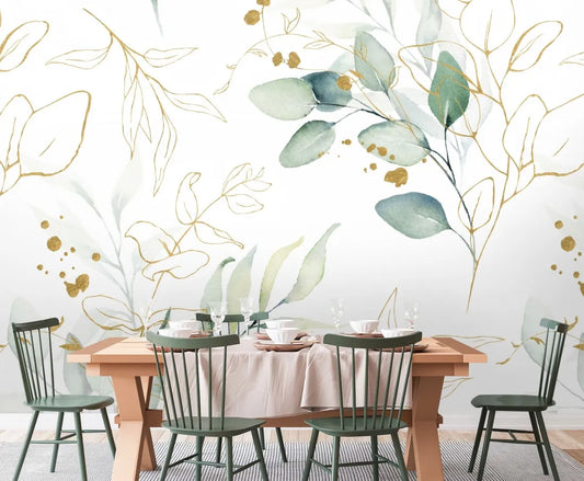 Papier peint illustration feuille d'eucalyptus - Poésie Murale