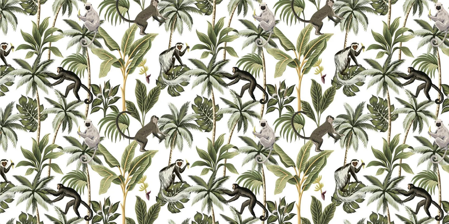 Papier peint panoramique singe dans les palmiers - Poésie Murale