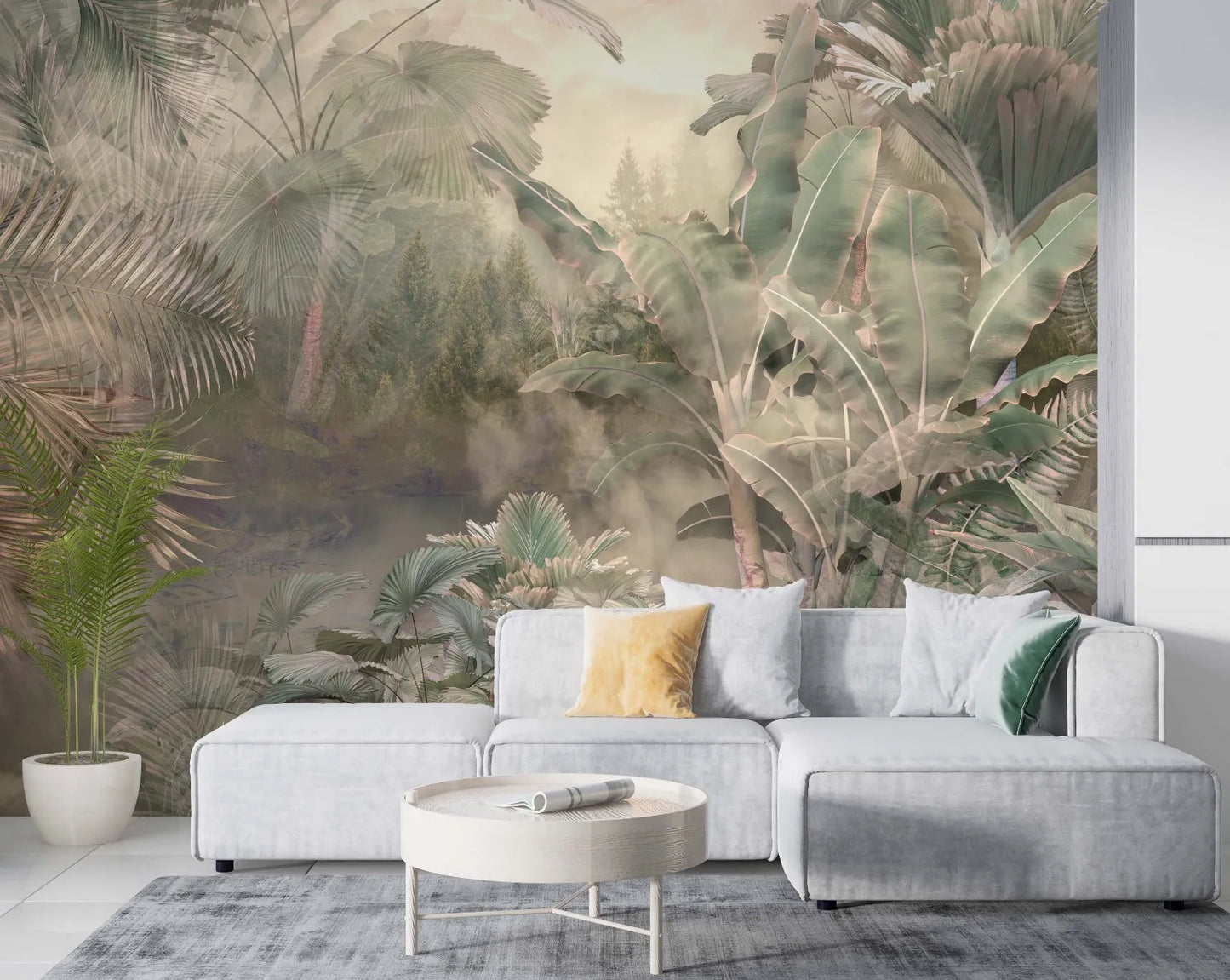 Papier peint panoramique cœur de la jungle - Poésie Murale
