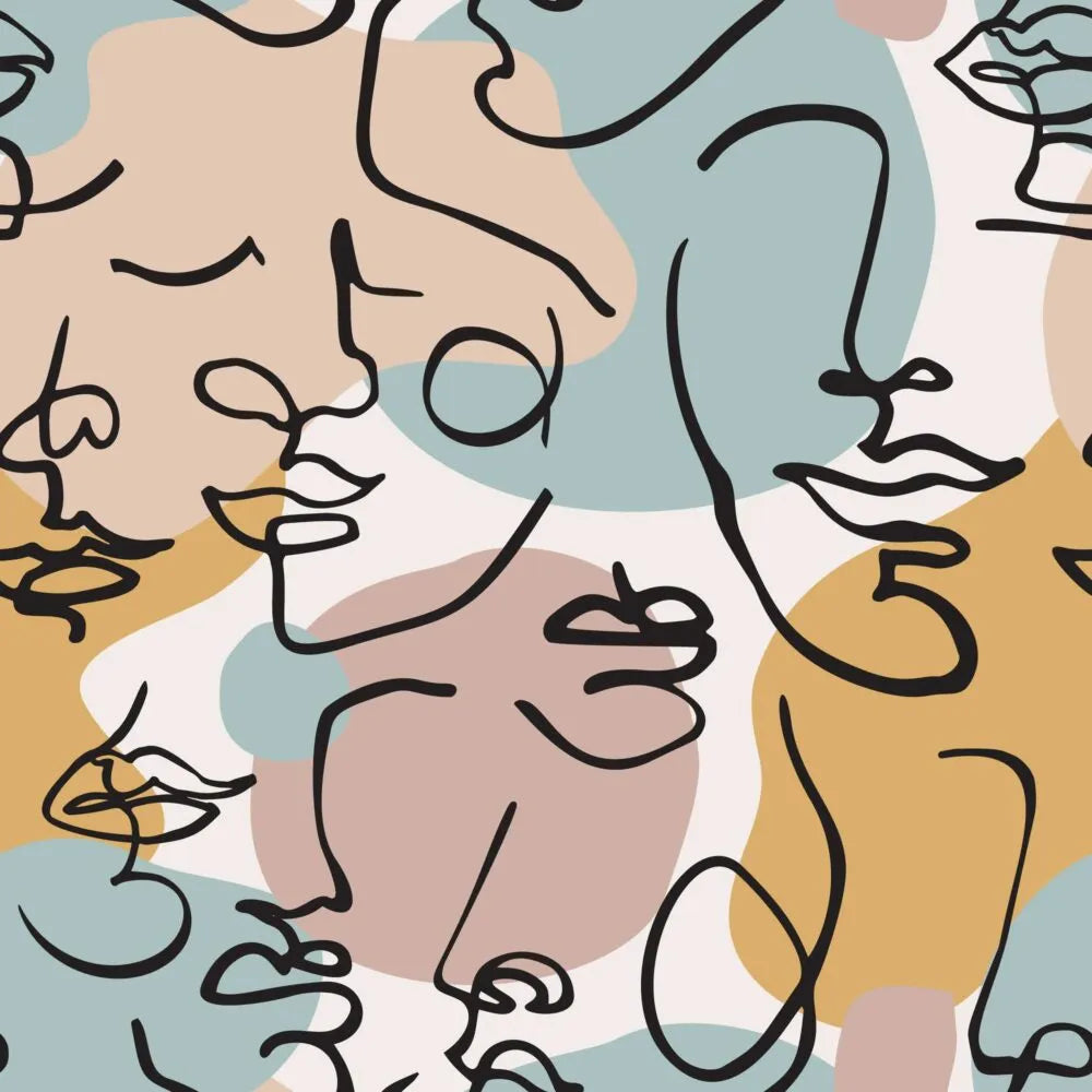 Papier peint panoramique peinture visage abstrait - Poésie Murale