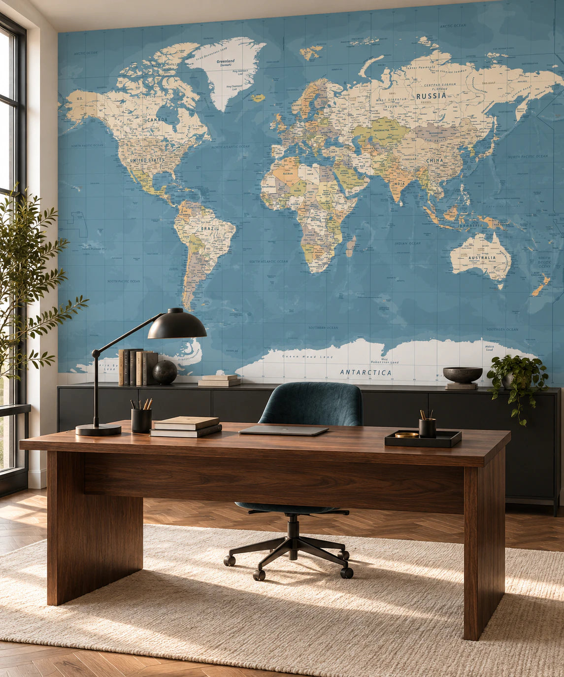 Papier peint panoramique carte du monde - Bureau