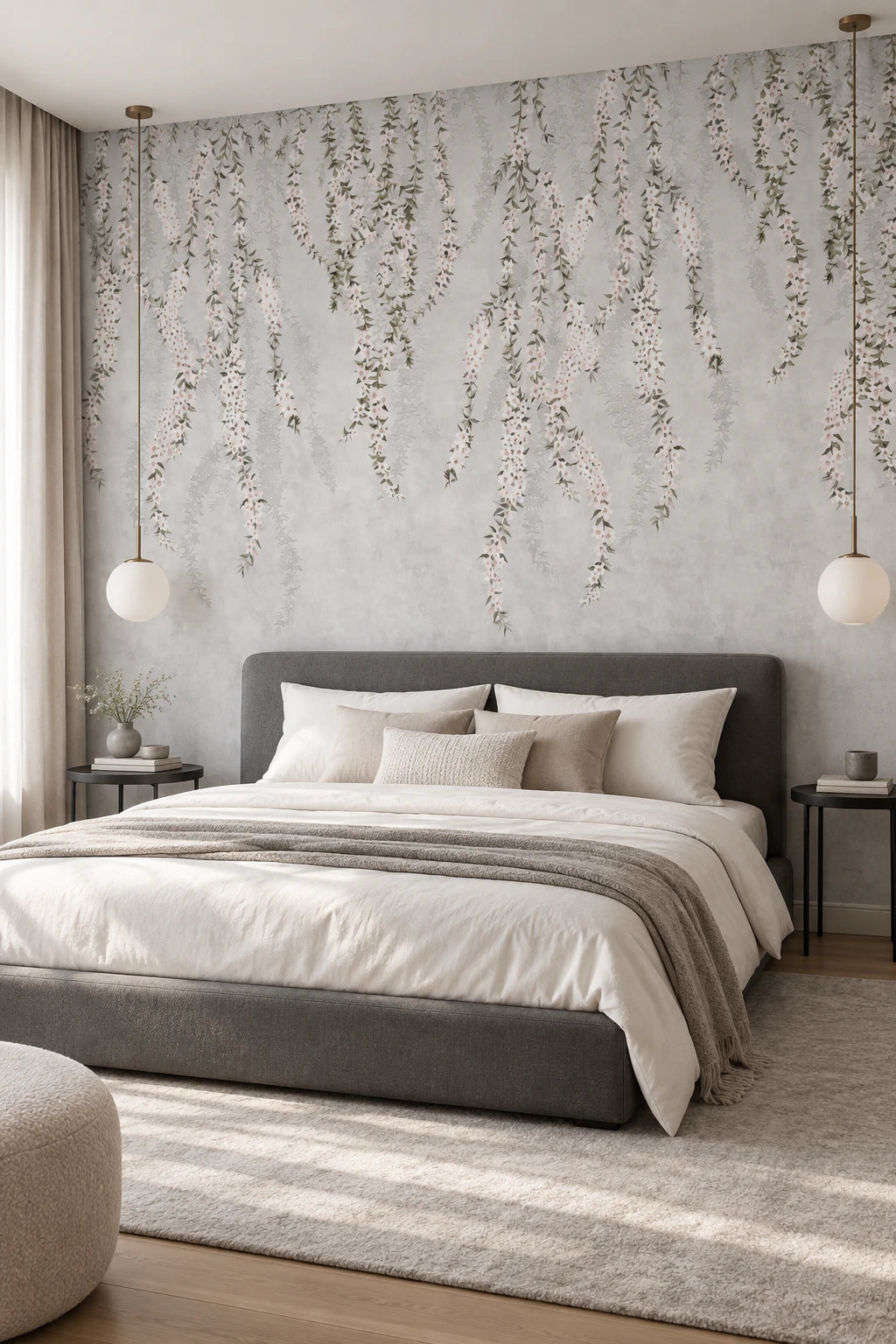 Tapisserie fleurs tombantes - Chambre Parentale