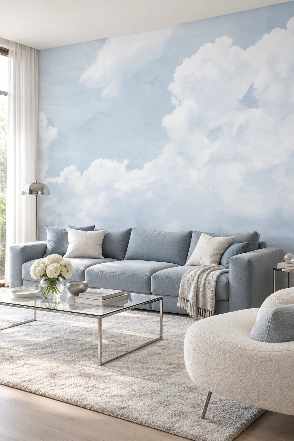 Papier peint Nuage ciel bleu - Chambre Parentale