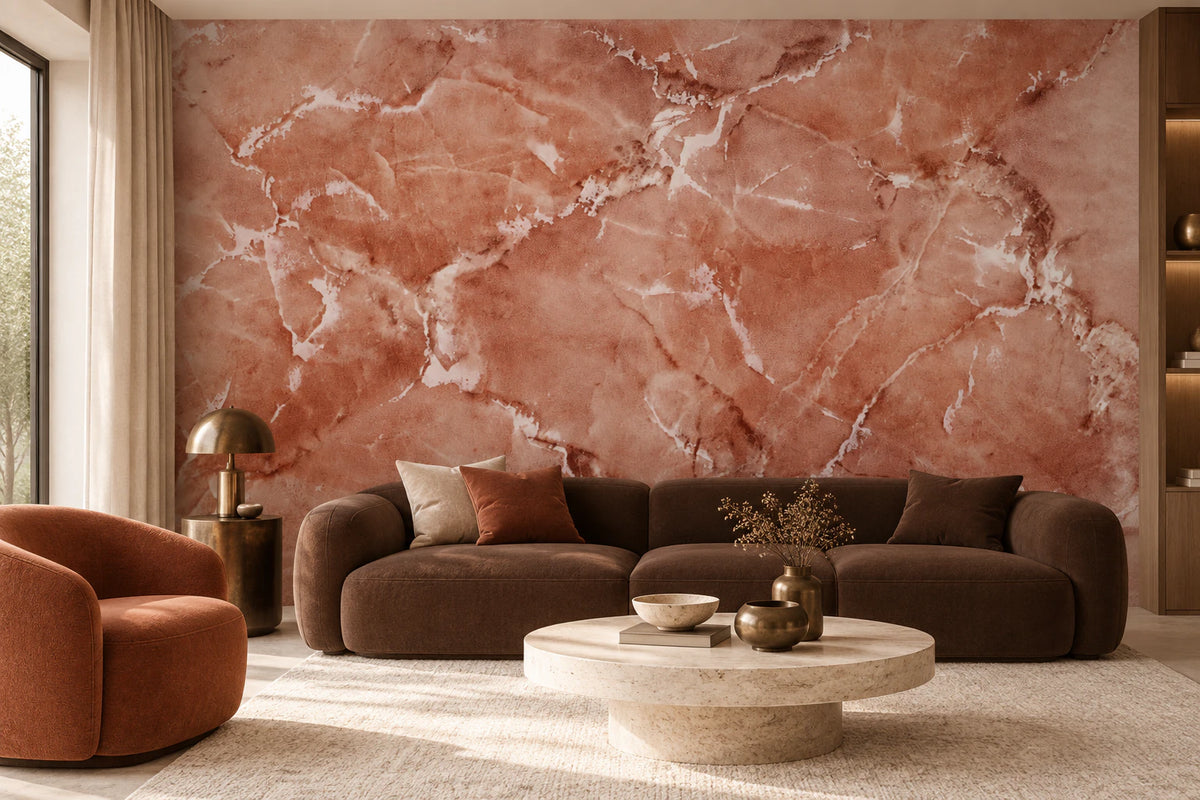 Papier peint panoramique trompe l’œil granit rose - Salon, Cuisine
