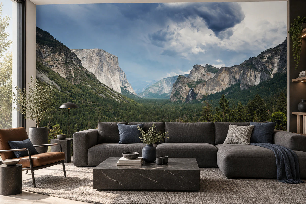 Papier peint panoramique forêt alpine - Salon, Cuisine