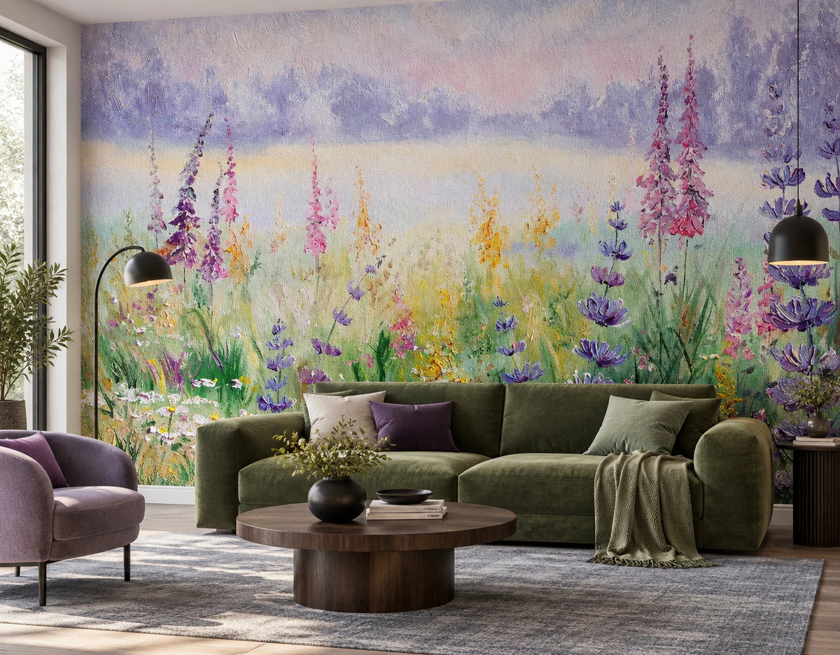 Papier peint panoramique Champ floral - Salon, Cuisine
