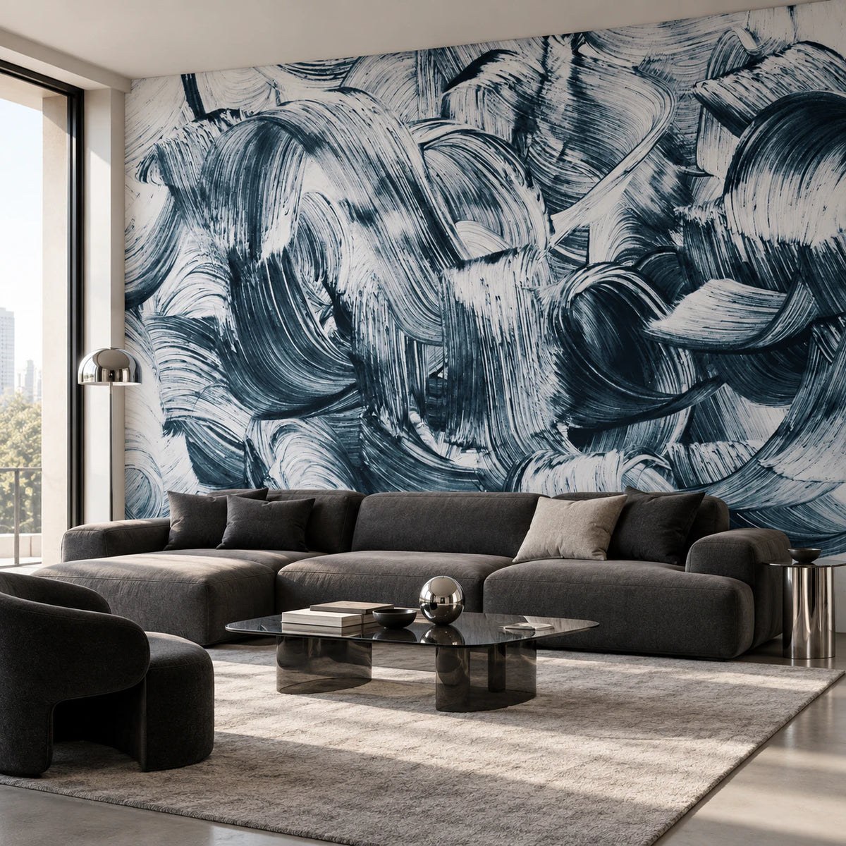 Papier peint art design coup de pinceau abstrait - Salon, Cuisine