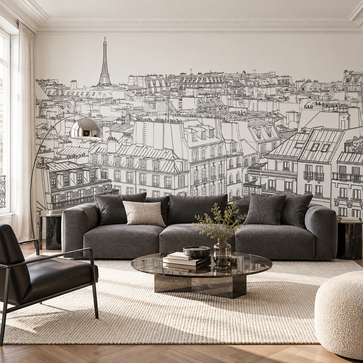 Papier peint ville de Paris - Salon, Cuisine