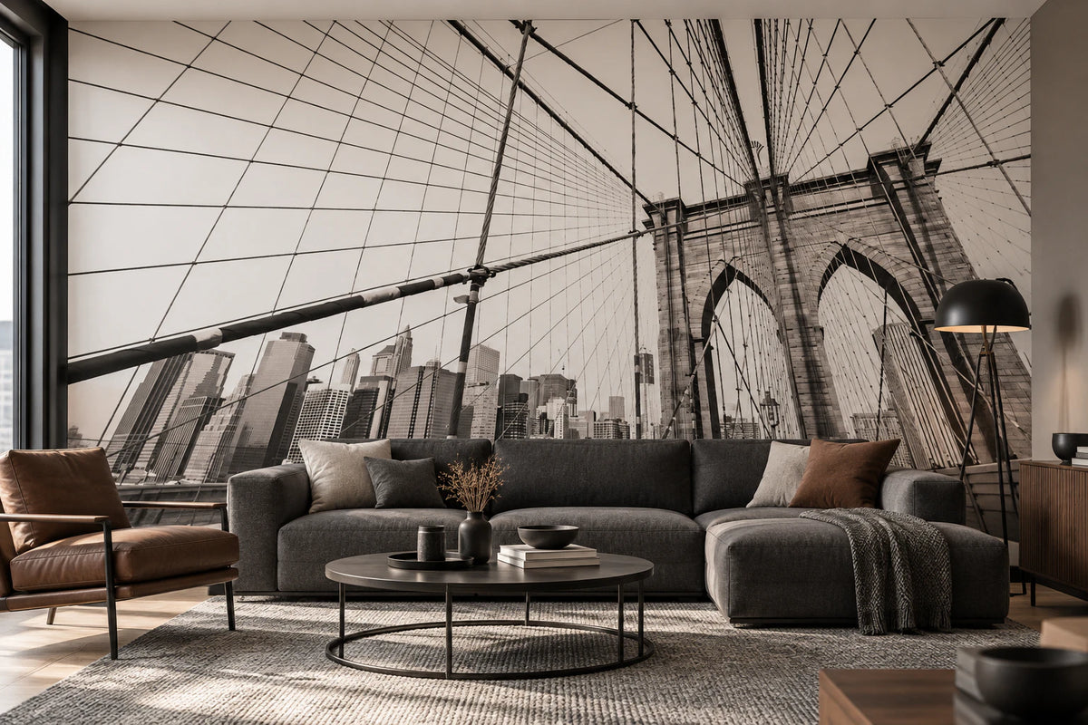 Papier peint panoramique pont de Brooklyn à New York - Salon, Cuisine