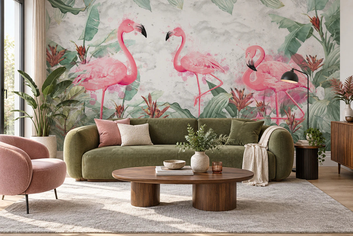 Tapisserie murale flamant rose - Salon, Cuisine