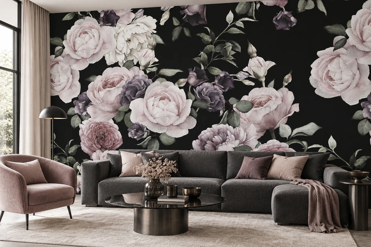 Fresque Murale grandes roses - Salon, Cuisine