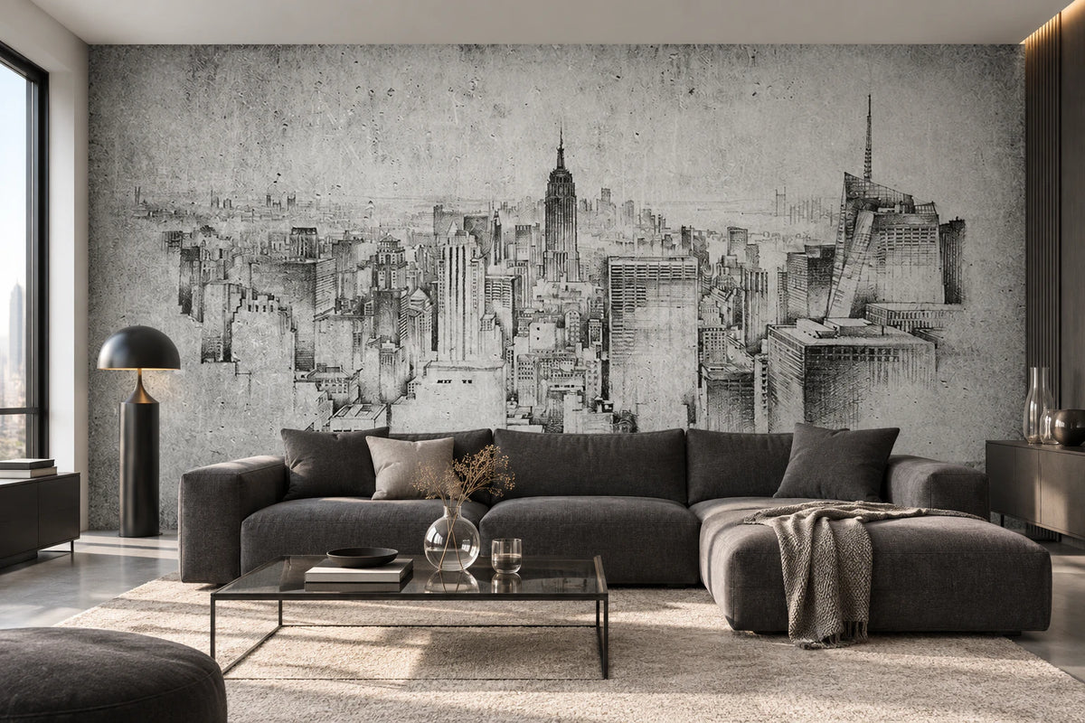 Papier peint panoramique illustration graphique New York - Salon, Cuisine