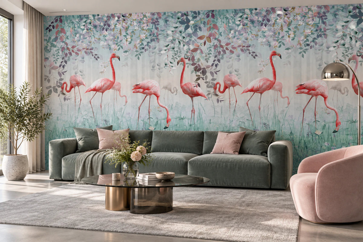 Papier peint flamant rose - Salon, Cuisine