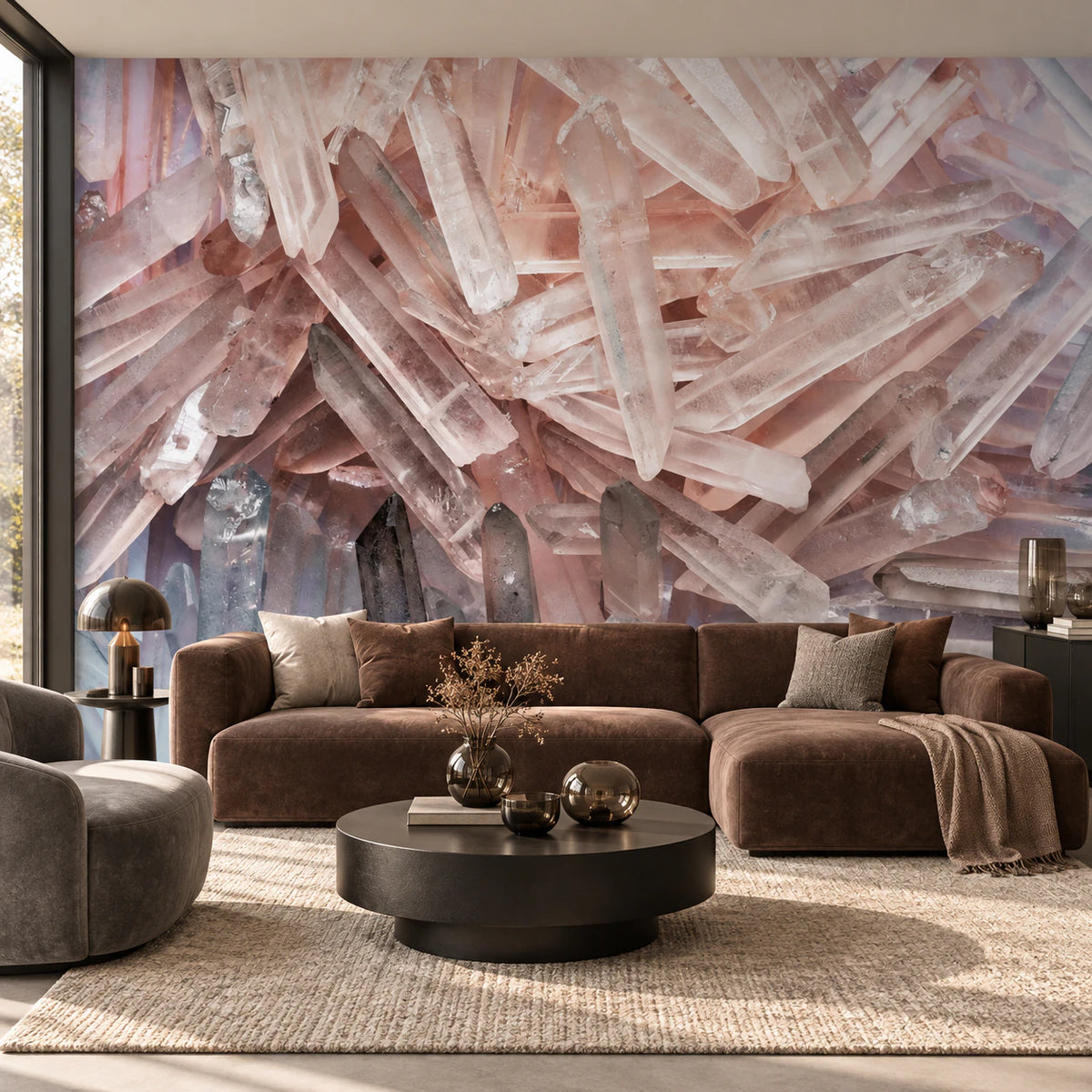 Papier peint Cristal rose - Salon, Cuisine