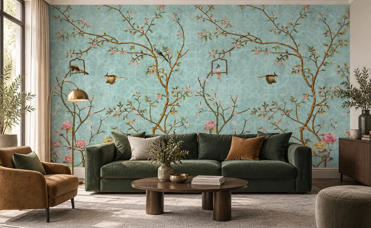 Papier peint panoramique arbre en fleur - Salon, Cuisine