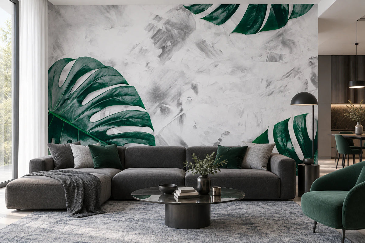 Papier peint panoramique feuille de monstera - Salon, Cuisine
