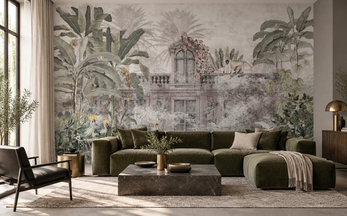 Papier peint panoramique temple tropical - Salon, Cuisine