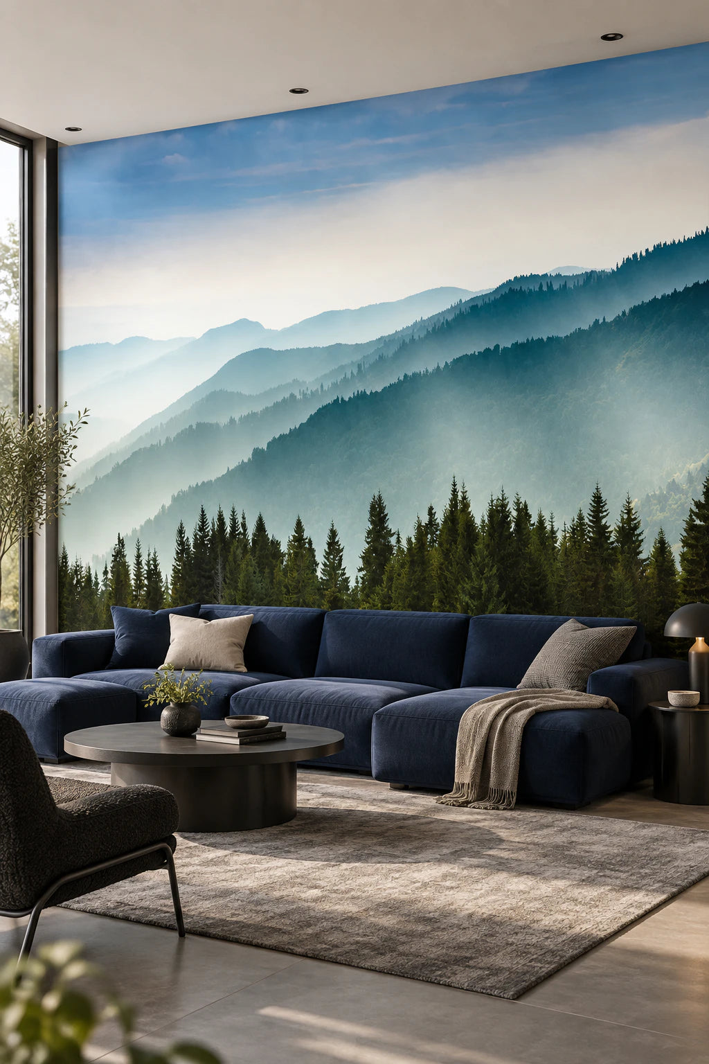 Papier peint panoramique montagne sous la brume - Salon, Cuisine
