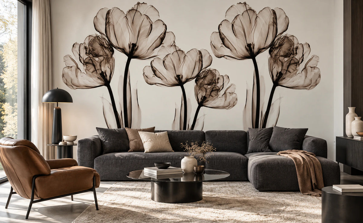 Papier peint illustration coquelicot - Salon, Cuisine