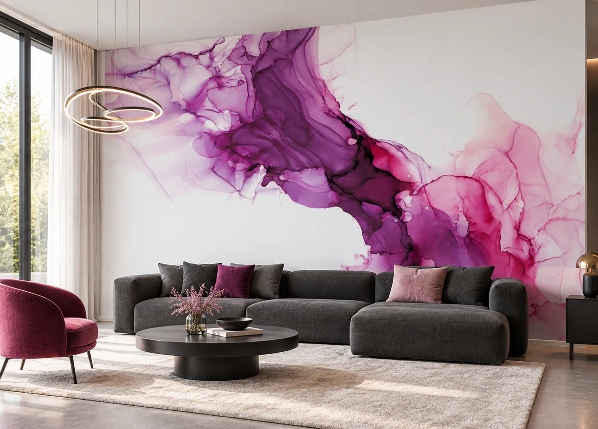 Papier peint effet résine violette - Salon, Cuisine