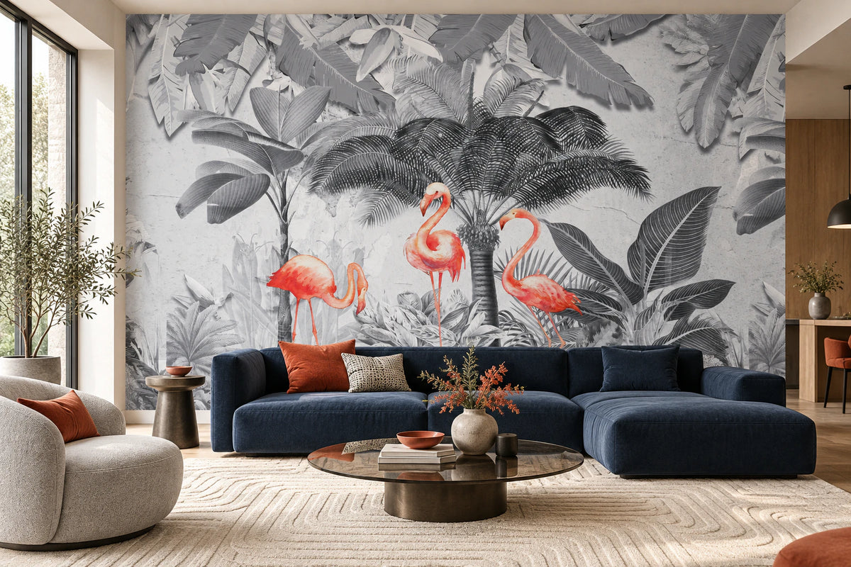 Fresque murale flamant rose - Salon, Cuisine