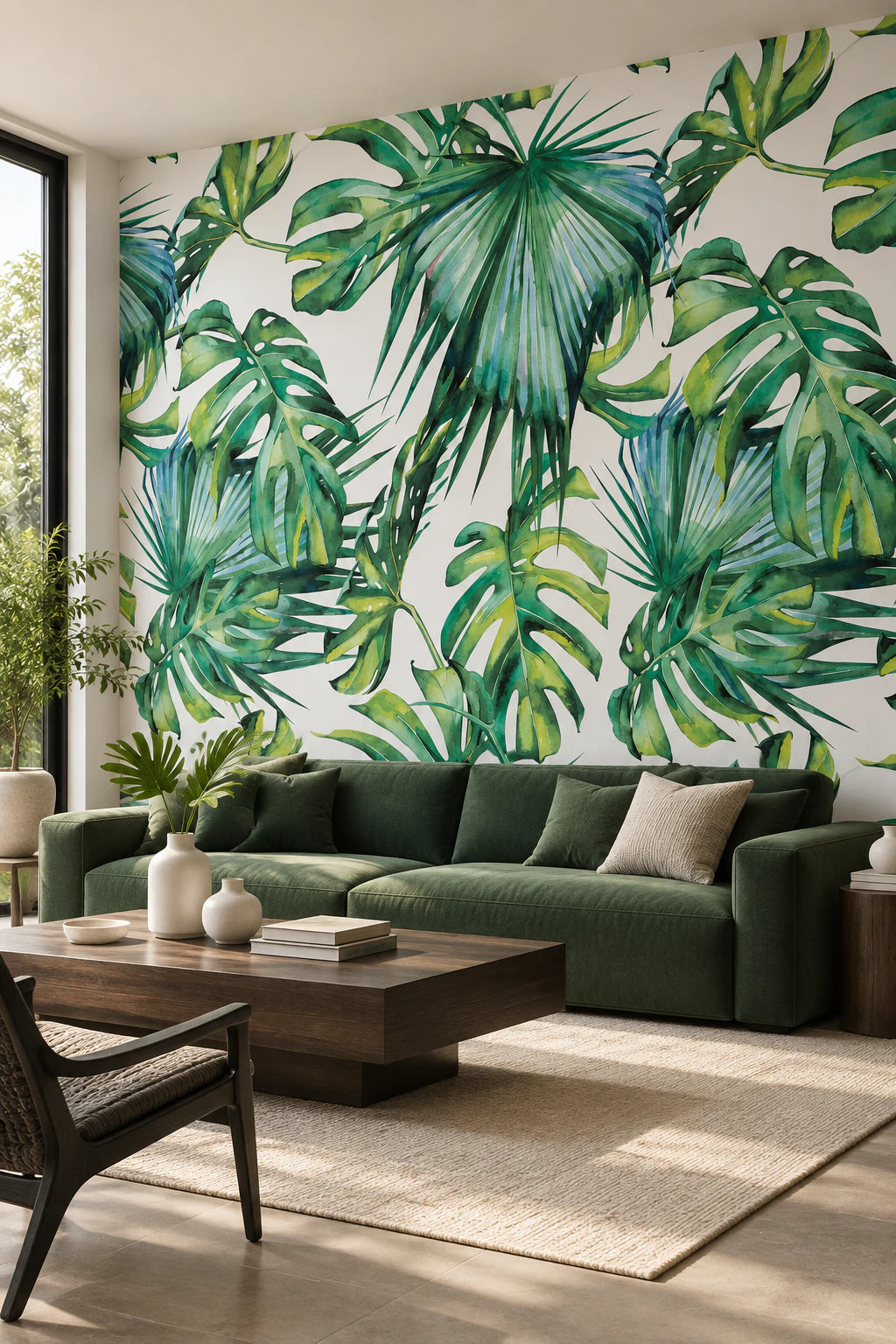 Papier peint feuille exotique tendance - Salon, Cuisine