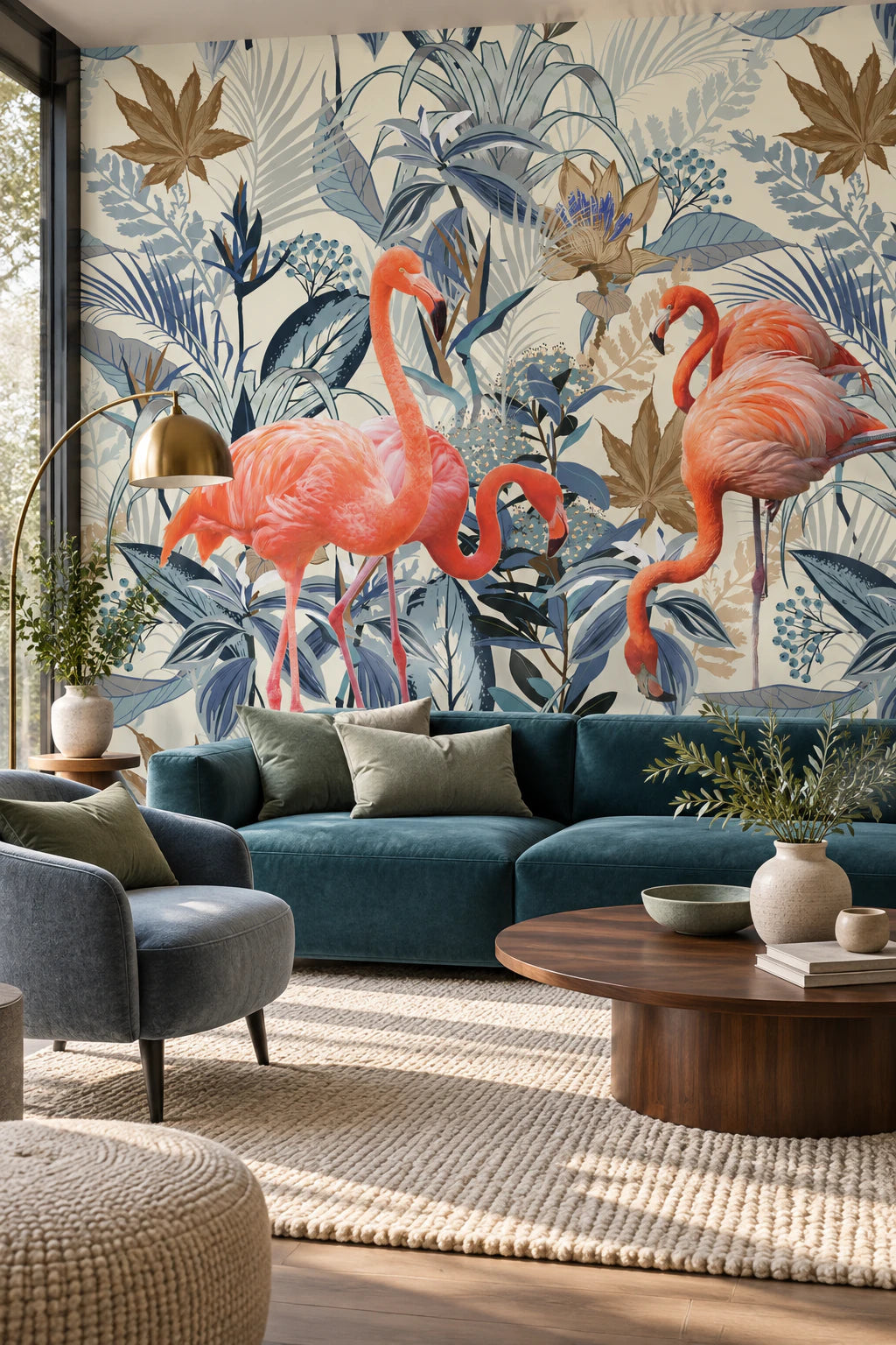 Papier peint sur mesure Flamant rose - Salon, Cuisine
