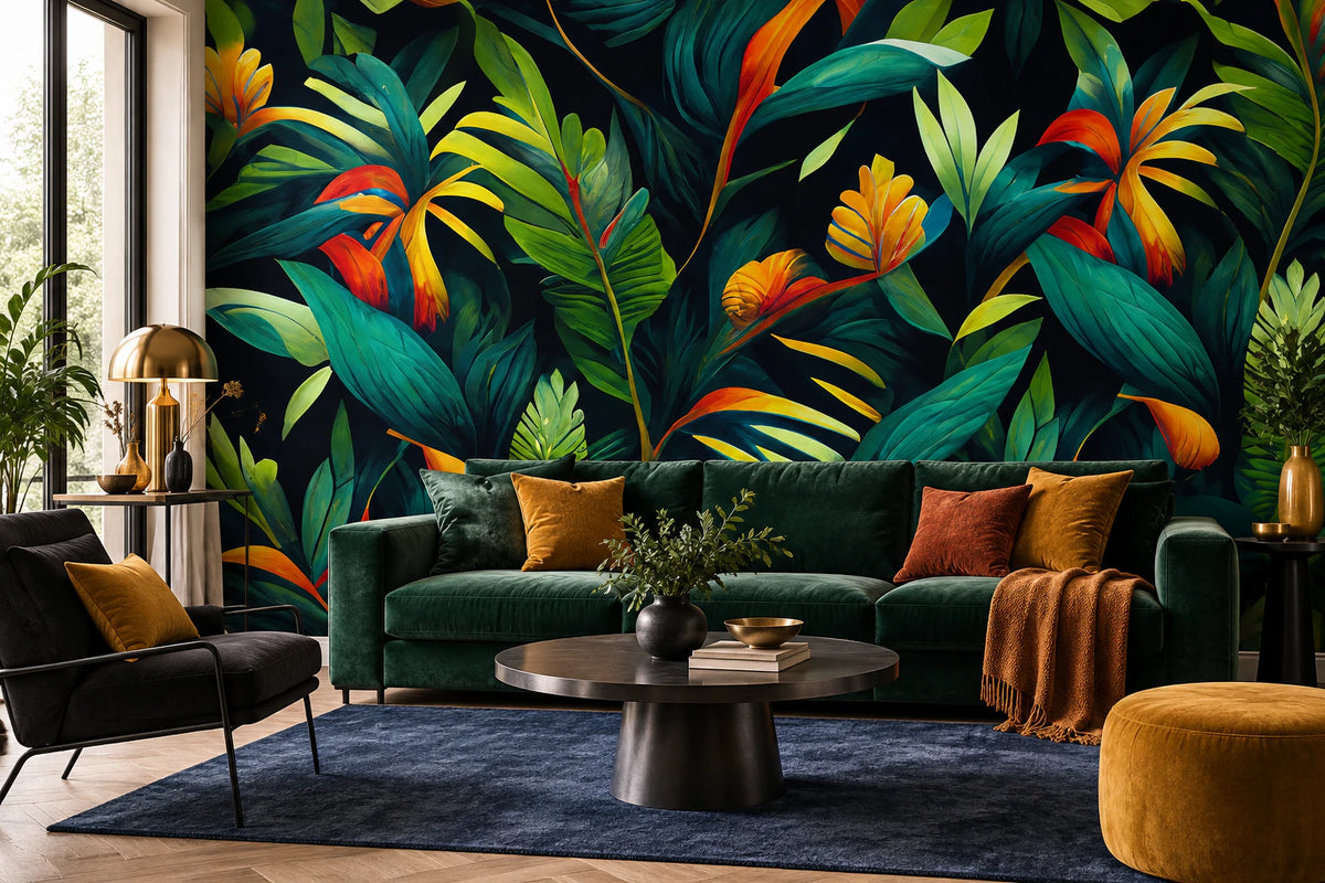 Papier peint feuille exotique tendance - Salon, Cuisine